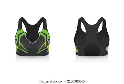 Specification Sport Bra Outfits , Standard Uniform Base Color White and Black template mock up for design. Vector Illustration