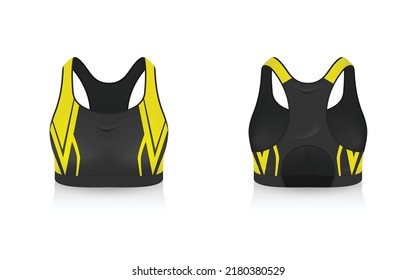 Specification Sport Bra Outfits , Standard Uniform Base Color White and Black template mock up for design. Vector Illustration