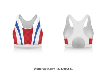 Specification Sport Bra Outfits , Standard Uniform Base Color White and Black template mock up for design. Vector Illustration