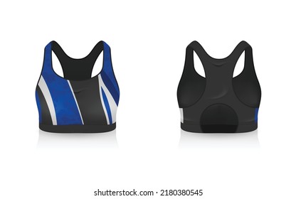 Specification Sport Bra Outfits , Standard Uniform Base Color White and Black template mock up for design. Vector Illustration