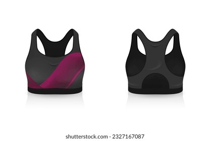 Specification Sport Bra Outfits , Standard Uniform Base Color White and Black template mock up for design. Vector Illustration