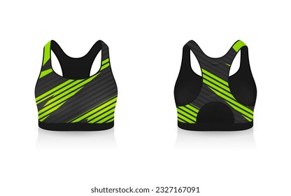 Specification Sport Bra Outfits , Standard Uniform Base Color White and Black template mock up for design. Vector Illustration