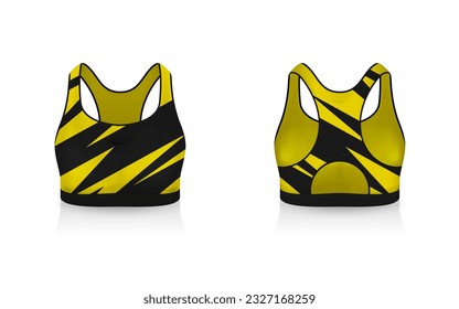 Specification Sport Bra Outfits , Standard Uniform Base Color White and Black template mock up for design. Vector Illustration