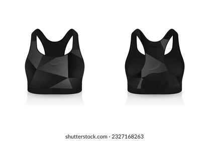 Specification Sport Bra Outfits , Standard Uniform Base Color White and Black template mock up for design. Vector Illustration