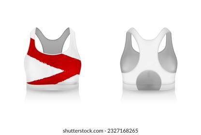 Specification Sport Bra Outfits , Standard Uniform Base Color White and Black template mock up for design. Vector Illustration