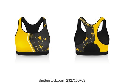 Specification Sport Bra Outfits , Standard Uniform Base Color White and Black template mock up for design. Vector Illustration