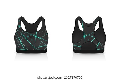 Specification Sport Bra Outfits , Standard Uniform Base Color White and Black template mock up for design. Vector Illustration