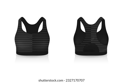 Specification Sport Bra Outfits , Standard Uniform Base Color White and Black template mock up for design. Vector Illustration