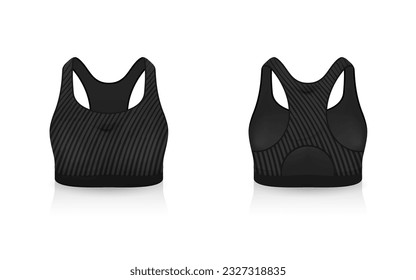 Specification Sport Bra Outfits , Standard Uniform Base Color White and Black template mock up for design. Vector Illustration