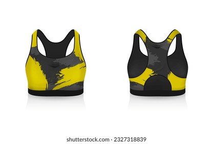 Specification Sport Bra Outfits , Standard Uniform Base Color White and Black template mock up for design. Vector Illustration