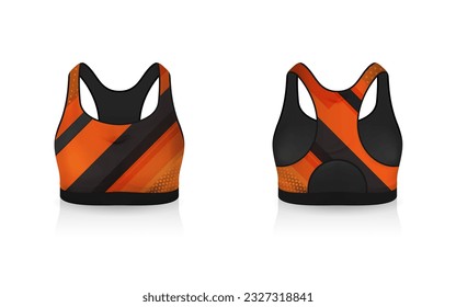 Specification Sport Bra Outfits , Standard Uniform Base Color White and Black template mock up for design. Vector Illustration