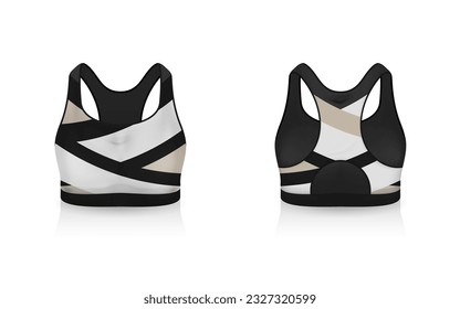 Specification Sport Bra Outfits , Standard Uniform Base Color White and Black template mock up for design. Vector Illustration