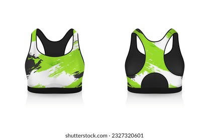 Specification Sport Bra Outfits , Standard Uniform Base Color White and Black template mock up for design. Vector Illustration