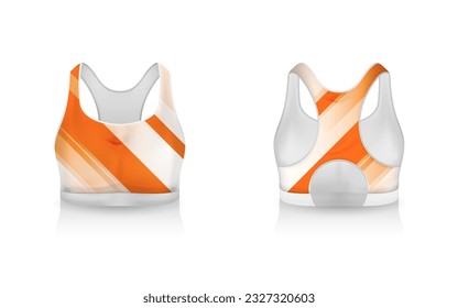 Specification Sport Bra Outfits , Standard Uniform Base Color White and Black template mock up for design. Vector Illustration