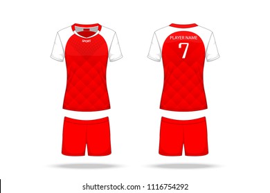 Specification Volleyball Jersey isolated on white background , Sport T Shirt round neck and short pants template. mockup team uniform . Vector layers , Illustration design