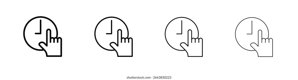 Especifique en el momento la colección del signo de la ilustración del icono. símbolo o logotipo del Vector.