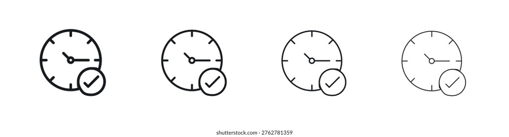 Specify at time icon symbol. Modern, simple line stroke collection