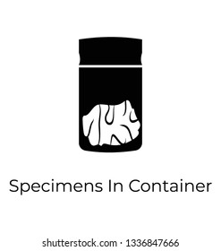 Specimen in bottle, biological specimen, solid icon, 