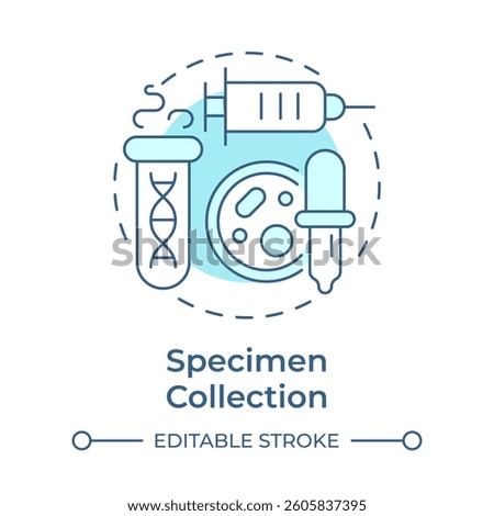 Specimen collection soft blue concept icon. Obtaining biological materials from patients. Bio samples lifestyle. Round shape line illustration. Abstract idea. Graphic design. Easy to use in article