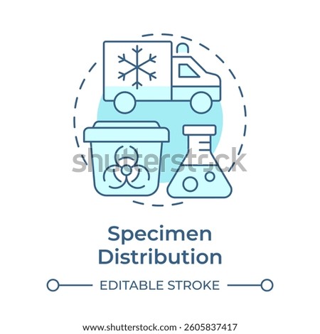 Specimen distribution soft blue concept icon. Transfer of biological materials. Bio samples lifestyle. Round shape line illustration. Abstract idea. Graphic design. Easy to use in article