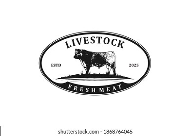 Speckle park cow farm meat shop logo cow farm design angus design. beef steak protein food