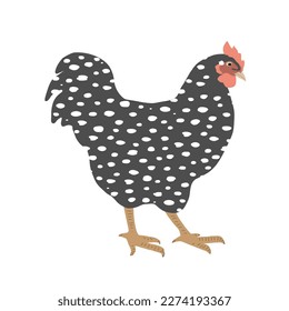 Speckled cock icon, dappled rooster vector illustration isolated on white. Funny and cute cockerel bird, Easter or farm theme design element.