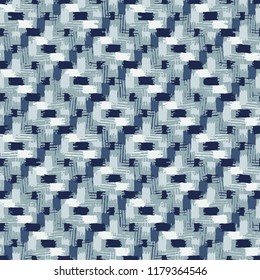 Speckled Colored Brush Stroke Checked Motif. Seamless Pattern.