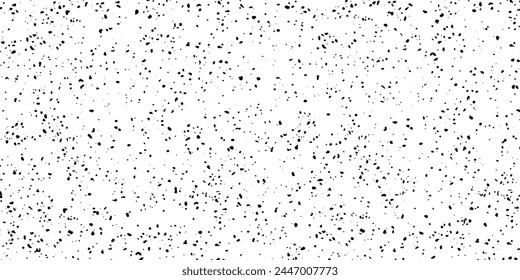 Speckled gritty noise grain pattern overlay. Rough distress grunge black paper gradient. Speckle grit white dust vintage grainy background. Old retro wall spray graphic texture vector illustration