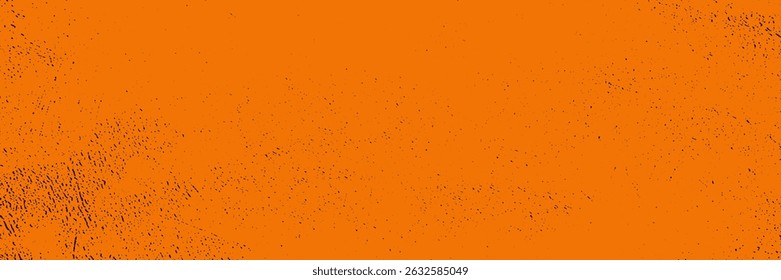 Cobertura de textura arenosa manchada, grunge e efeito de ruído em um fundo laranja. Tela de fundo vibrante granulada do vetor
