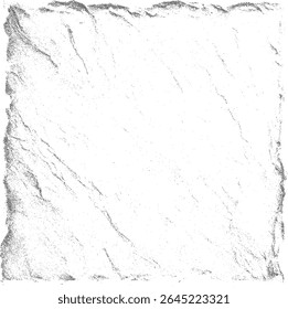 Speckled Grunge Frame with Worn Edges on White. Distressed Noise Overlay and Subtle Scratch Marks. Vintage Rough Border Texture for Print and Web. Isolated Black and White Vector Design.
