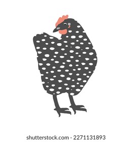 Speckled hen icon, dappled hen vector illustration isolated on white. Funny and cute bird, Easter design element.