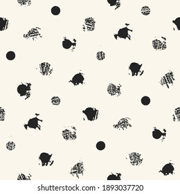 Speckled Ink Textured Polka Dots Pattern