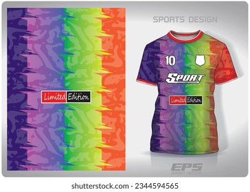 speckled rainbow Pattern design, illustration, textile background for sports t-shirt, football jersey shirt mockup for football club. consistent front view
