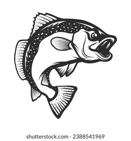 Speckled Trout Fish Black Color Vector illustration 