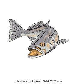 Speckled Trout fishing illustration logo vector image t shirt