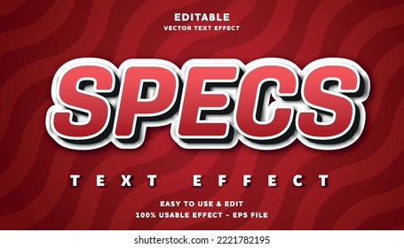 specs editable text effect with modern and simple style, usable for logo or campaign title