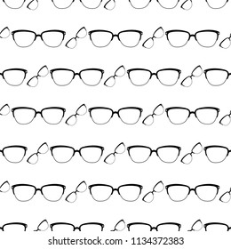 Spectacle Icon Seamless Pattern, Reading Glass Icon Design, Flat Vector Art Illustration