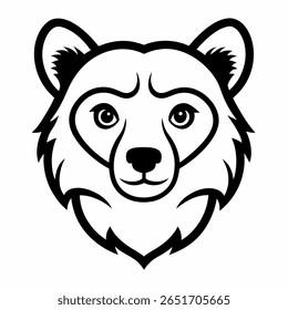 Espetacular Urso Head Line Art no fundo branco - Andean Wildlife Vetor