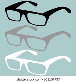 Spectacles black grey white colour set.