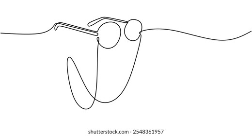 Spectacles with a chain in one line art, symbolizing vintage eyewear, classic style, and retro fashion in a minimalist design.