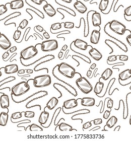 Spectacles with chain, vintage glasses seamless pattern. Old fashioned eyewear for hipsters, gentlemen accessories. Retro item for poor sight. Monochrome sketch outline, vector in flat style