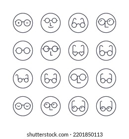 Spectacles, eyeglasses shape line illustration 