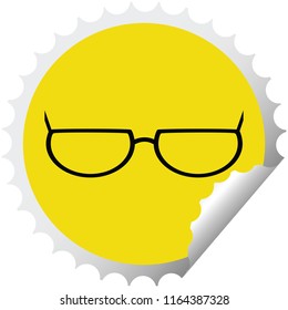 spectacles graphic vector illustration round sticker stamp