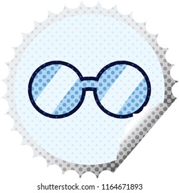 spectacles graphic vector illustration round sticker stamp