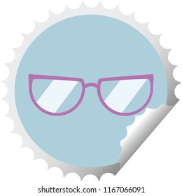 gafas ilustración vectorial gráfica timbre adhesivo redondo