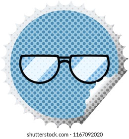 spectacles graphic vector illustration round sticker stamp