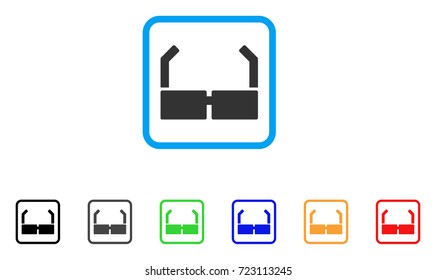 Spectacles icon. Flat pictogram symbol in a rounded rectangle. Black, gray, green, blue, red, orange color variants of Spectacles vector. Designed for web and application interfaces.
