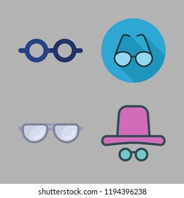 spectacles icon set. vector set about glasses and eye glasses icons set.
