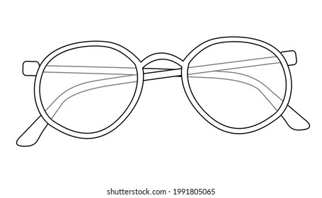spectacles line vector illustration,
isolated on white background.top view