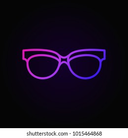 Spectacles linear colored icon. Vector sunglasses outline sign or logo element on dark background